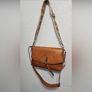 Sam & Hadley Studded faux vegan leather Crossbody bag cognac New